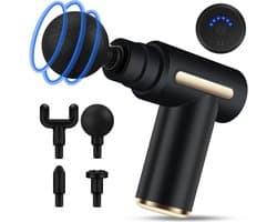 Draagbaar Massagepistool met 6 Snelheden en 4 Massagekoppen, Ultra Stil en Krachtig voor Spierontspanning