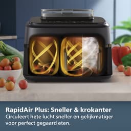 Philips 5000 Series Dual Basket Airfryer - NA551/00 - Stoomfunctie - Dubbele Mand - 9L - Tot 6 Personen — thumbnail 7