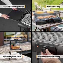 TZS First Austria Elektrische BBQ - met Grillplaat - 2200 W - Grilloppervlak 39.5 x 24cm - Zwart — thumbnail 2
