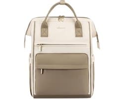 Vermanto Rugzak - Rugtas - Dames - Meisjes - Vrouwen - Laptop - Boekentas - Werk - School - Waterdicht - USB - Beige - Wit