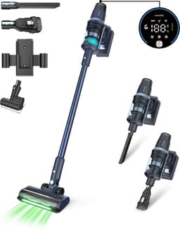 Samako Steelstofzuiger Draadloos - 450W - Kruimeldief - 4 Opzetstukken - Stofzuiger 32kPa zuigkracht - Zonder zak op accu - CleanDetect — thumbnail 1