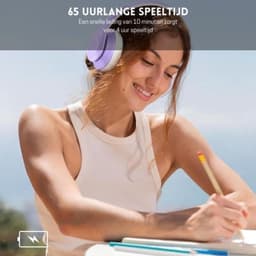 StayPowered Bluetooth Hoofdtelefoon - 65 Uur Non-stop Luisterplezier - Bluetooth 5.3 voor Stabiele Verbinding - Hifi Stereo Geluid - Comfortabele Opvouwbare Ontwerp - Ideaal voor Reizen en Kantoor - Wit/Paars - Levering Sneller dan Aangegeven! — thumbnail 4