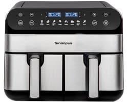 Digitale Airfryer XXL 11L 920 – Heteluchtfriteuse met Dubbele Mand en DualMand Onafhankelijke Snelle Opwarming – Voor Gezinnen – 8 Programma’s – LED Touchscreen – Kijkvenster – Makkelijk te Reinigen – Capaciteit voor 10 Personen