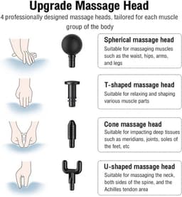 Draagbaar Diepteweefsel Massagepistool met 4 Massagekoppen en Quiet Glide Technologie — thumbnail 4