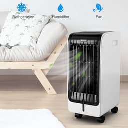 SureDeal® - Luchtkoeler - 6L - Verdampingskoeler met Afstandsbediening -Timer - 3 Snelheden - Zwart/Wit - Draagbaar — thumbnail 5
