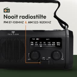Tectier Noodradio Solar Opwindbaar - 10000 mAh - Zaklamp en Kompas — thumbnail 4