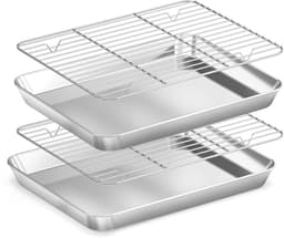 Ibenzoa® Veelzijdige Roestvrijstalen Bakplaat Set met Koelrooster voor Oven en Airfryer Gebruik — thumbnail 1