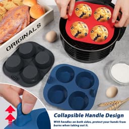 Ibenzoa® Muffin- en Bakvorm Set van Siliconen voor Airfryer en Oven, 3 Stuks, Antiaanbaklaag, Handige Handgreep — thumbnail 3