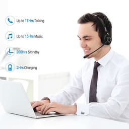 Headset met Microfoon Draadloos - Professionele Draadloze Headset - Voor Computer PC - Laptop - Office Koptelefoon - Bluetooth Koptelefoon — thumbnail 3