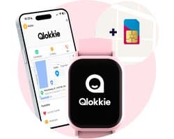Qlokkie Kiddo Mini - GPS horloge kind - Smartwatch kinderen - GPS tracker kind met nauwkeurige locatiebepaling - GPS horloge kind met simkaart - Stel veilige zones in - SOS functie - Roze