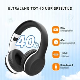 StayPowered Bluetooth Hoofdtelefoon voor Kinderen - Veilig en Kwalitatief Geluid - 85/94 dB Volumeregeling - 40 Uur Batterij - HD Microfoon - Opvouwbaar en Verstelbaar - Snelle Bluetooth 5.4 - Zwart - Levering Sneller dan Aangegeven! — thumbnail 5