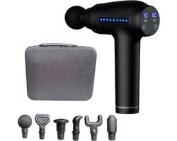 Massage Gun Professioneel – 30 Snelheden – 6 Opzetstukken – Stil – Diepe Weefselmassage – LED Display – USB Oplaadbaar – Triggerpoint – Voor Rug, Nek, Benen – Inclusief Opbergcase