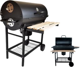 XXL Houtskoolbarbecue op Wielen – Met Deksel, Thermometer & 3 Verstelbare Roosters – Ruim Grilloppervlak – Incl. Zijtafels & Aslade – Smoker Barbecue - Ideaal voor de Tuin — thumbnail 4
