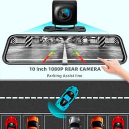 Geschikt voor Upgrade 10'' Mirror Dash Cam Voor- en Achteruitrijcamera Nachtzicht 1080P Achteruitrijcamera FHD Full Touchscreen Autorecorder met Loop Recording, G-Sensor, Parkeermonitor — thumbnail 3