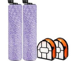 Geschikt voor 4-pack WDB1F2 vervangende borstels en filtersset geschikt voor Shark WD101 WD201 WD100 WD200 AW201 WD200C WD201C WD101C HydroVac XL 3-in-1 stofzuiger, vergelijk onderdeel WDB1, WDB2, WDFF1, WDFF1FF2, WDB1F2