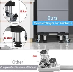 Wasmachine, sokkel onderstel met 4 poten + 4 wielen voor wasmachine, droger, koelkast, vriezer, verstelbaar roestvrij stalen platform (instelbaar: 54,5-67 cm) — thumbnail 3