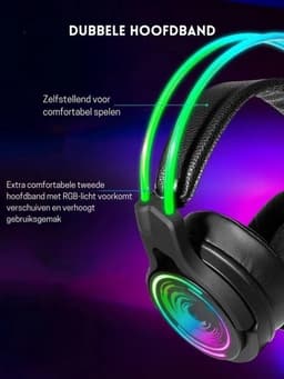 StayPowered Gaming Headset - Meeslepende 7.1 Surround Sound - Noise-Cancelling Microfoon - LED-Verlichting - Comfortabel Verstelbaar Design - Geschikt voor PC, PS4 & Laptop - Ideaal voor Lange Gaming Sessies - Zwart - Levering Sneller dan Aangegeven! — thumbnail 5