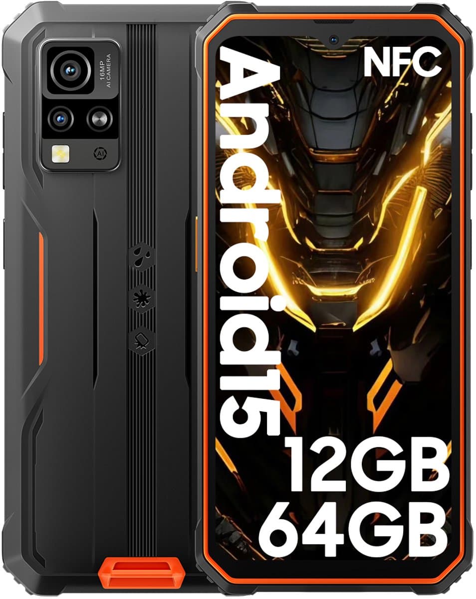 Blackview BV4800 SE - Robuuste Smartphone - 12GB RAM - 64GB - 6,56 inch - Dual 4G LTE - Android 15 - IP68 Waterdicht - NFC - GPS - Oranje — afbeelding 1