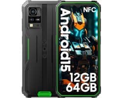Blackview BV4800 SE - Robuuste Smartphone - 12GB RAM - 64GB - 6,56 inch - Dual 4G LTE - Android 15 - IP68 Waterdicht - NFC - GPS - Groen