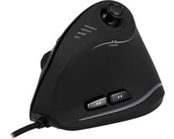 Verticale gamingmuis, bedrade muis met joystick, 10000 DPI, 11 programmeerbare knoppen, verticale ergonomische muis, optische USB-computermuis, pc-gamingmuis voor laptop, pc, zwart