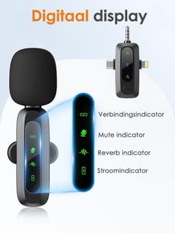 Vesfy Draadloze Lavalier Microfoon Set - 2 Stuks - Geschikt voor iPhone, Android en Camera - Plug & Play - 20 Meter Bereik — thumbnail 3