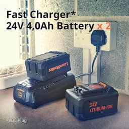 Elektrische Grasmaaier 24V met Accu, 34cm Maaibreedte, 6 Niveaus van Maaihoogte en 32L Grasopvangzak — thumbnail 2