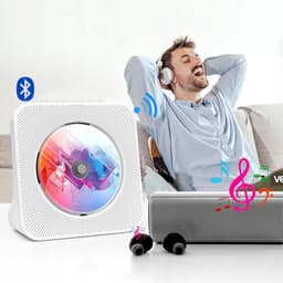 CD-speler - Ingebouwde dubbele HiFi-luidsprekers - Met Bluetooth - FM-radio - AUX-koptelefoonaansluiting - Wit — thumbnail 5