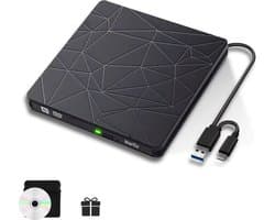 Externe DVD Speler - Externe DVD speler voor laptop - DVD/CD Drive voor Laptop - Brander - Optical Drive - USB 3.0 & USB C - Geschikt voor Windows, MacOS en Linux