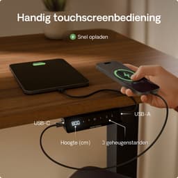 Desktronic HomeOne Zit-sta Bureau Elektrisch In Hoogte Verstelbaar, 140x70cm, Zwart/Notenhout, Stille Dubbele Motor, Hoogte 72-119cm — thumbnail 4