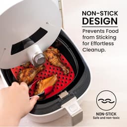 2-pack - Airfryermat - Siliconen Airfryer Liners - 7,5 inch herbruikbare siliconen matten van voedingskwaliteit - antiaanbaklaag en hittebestendige accessoires voor Airfryer - Zwart en rood — thumbnail 4