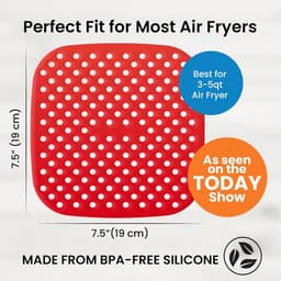 2-pack - Airfryermat - Siliconen Airfryer Liners - 7,5 inch herbruikbare siliconen matten van voedingskwaliteit - antiaanbaklaag en hittebestendige accessoires voor Airfryer - Zwart en rood — thumbnail 2