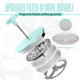 Franse Pers Koffiezetapparaat - 34oz (1.0 Liter) met Dubbelwandige Geïsoleerde Cafetière en Extra Filter — thumbnail 4