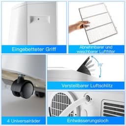 COSTWAY 16000BTU Mobiele airconditioning met afvoerslang, 5-in-1 airconditioner, 4700 W, ventilatorkachel, luchtontvochtiger met slaapmodus, verwarmen en koelen, afstandsbediening/app, 24-uurs timer — thumbnail 3