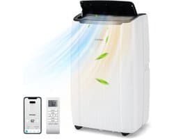 COSTWAY Airconditioning met afvoerslang, 14000BTU, kamergrootte tot 177 m³ (65 ㎡), 4-in-1 mobiele airconditioning, luchtkoeler, verwarming, luchtontvochtiger en ventilator, met auto- en slaapmodus