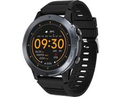 Electrox - Smartwatch met sportfuncties - Smart Horloge - Fitness Tracker - Bluetooth Smartwatch – Full Touchscreen - Bloeddruk & Hartslagmeter - Activity Tracker - Dames en Heren SmartWatch – Ronde - Zwart T35