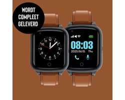 Weewise WS80 - GPS Horloge Senior - Smartwatch voor Ouderen - Persoonlijke alarmen - alarm horloge ouderen - GPS Horloge Alzheimer - Valdetectie - Bruin