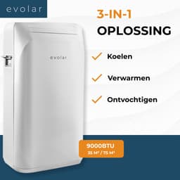 Evolar Mobiele Smart Airco Zonder Afvoerslang - met Luchtontvochtiger - 3-in-1 - Voor Slaapkamer - WiFi - 9000 BTU - Zonder Afvoer / Slang - EVO-ES9000 — thumbnail 5