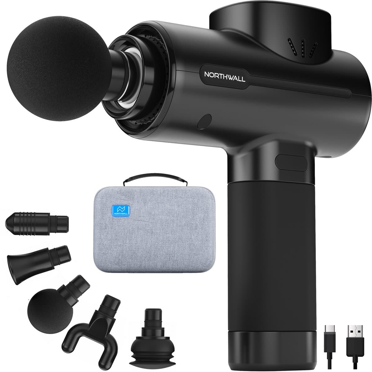 Northwall PRO - Massage Gun - Professioneel - Massage Apparaat - Massage Pistool Inclusief Koffer - 5 Opzetstukken — afbeelding 1