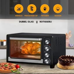 Luxe Heteluchtoven – Airfryer – Oven – Heteluchtfriteuse – RVS Handgreep – Dubbel Versterkt Glas – Convectieventilator – 2000W – Zwart — thumbnail 2