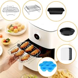 Dual Air Fryer Accessoires 10 stks Grilling Rack Dubbele Mand Air Fryer Accessoires Compatibel met Ninja Foodi AF300UK AF400UK Tower T17088 Salter Dual Zone Deep A7.6L9.6L roestvrij staal — thumbnail 2