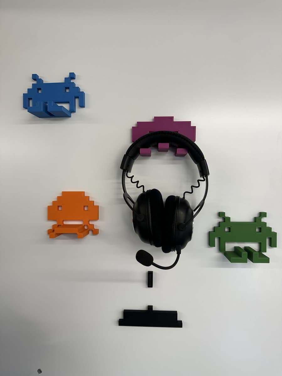 Space Invaders Hoofdtelefoonhouder Complete Set - muurbevestiging - wandbevestiging — afbeelding 1
