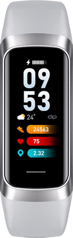 DrPhone ActiFit - 1.1'' AMOLED Scherm - Extra Lichte Activiteiten Tracker - Horloge met 25 Sportmodi - Zilver — thumbnail 1