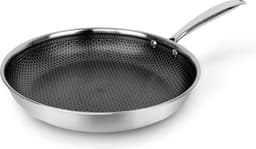 Driedubbele roestvrijstalen pan - De koekenpan met antiaanbaklaag is geschikt voor alle soorten fornuizen, inclusief inductie - Zilverkleurig, 28 cm — thumbnail 2
