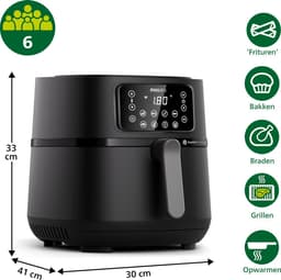 Philips Airfryer Connected 5000 Series - HD9285/96 - 7,2 liter (XXL) - Heteluchtfriteuse - 16 programma's - Quickclean Met bakvorm & grillplaat — thumbnail 4