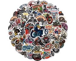 Motor Stickers - 50 Coole stickers voor Volwassenen met Klassieke Motoren & Engelse Teksten voor Laptop, Helm, Auto, Deur etc. 5x6CM