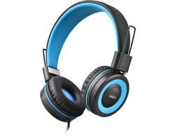 WiseQ One Kinderkoptelefoon met Draad – Koptelefoon Kinderen met Draad – Hoofdtelefoon met Kabel – Volumebegrenzer – Microfoon – Geluidsdempend – Zwart Blauw