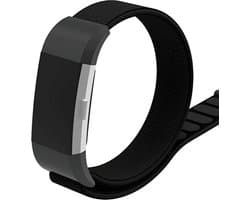 Nylon Smartwatch bandje - Geschikt voor Fitbit Charge 2 nylon bandje - zwart - Strap-it Horlogeband / Polsband / Armband