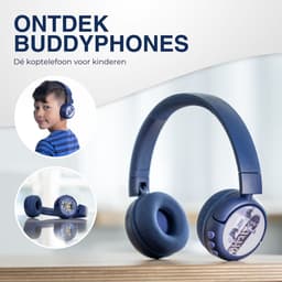 BuddyPhones PopFun Koptelefoon Kinderen - Kinder Koptelefoon Draadloos – Volumelimiet 84/95 dB – 24 uur batterijduur – Bluetooth Hoofdtelefoon - Ingebouwde microfoon - Inclusief Leuke Stickers - Blauw — thumbnail 5