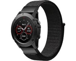 Strap-it Nylon Quickfit smartwatch bandje - geschikt voor Garmin Fenix 5s (Plus) / Fenix 6s (Pro) / Fenix 7s / Fenix 8 - 43mm (Pro - Solar - Sapphire) - zwart