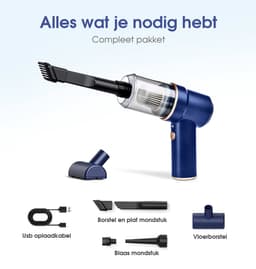 Kruimeldief - Mini kruimeldief - Kruimelzuiger - Handstofzuiger - Nat en droog vuil - Incl. 5 opzetstukken - Air duster - Autostofzuiger - Draadloze stofzuiger - 8000PA - Hepa filter – Blauw — thumbnail 5